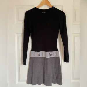 BCX Black and Gray Long Sleeve Knit Dress